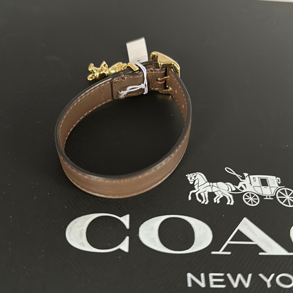Coach Rexy Buckle Charm Leather Bracelet Brown Gold - Picture 6 of 6